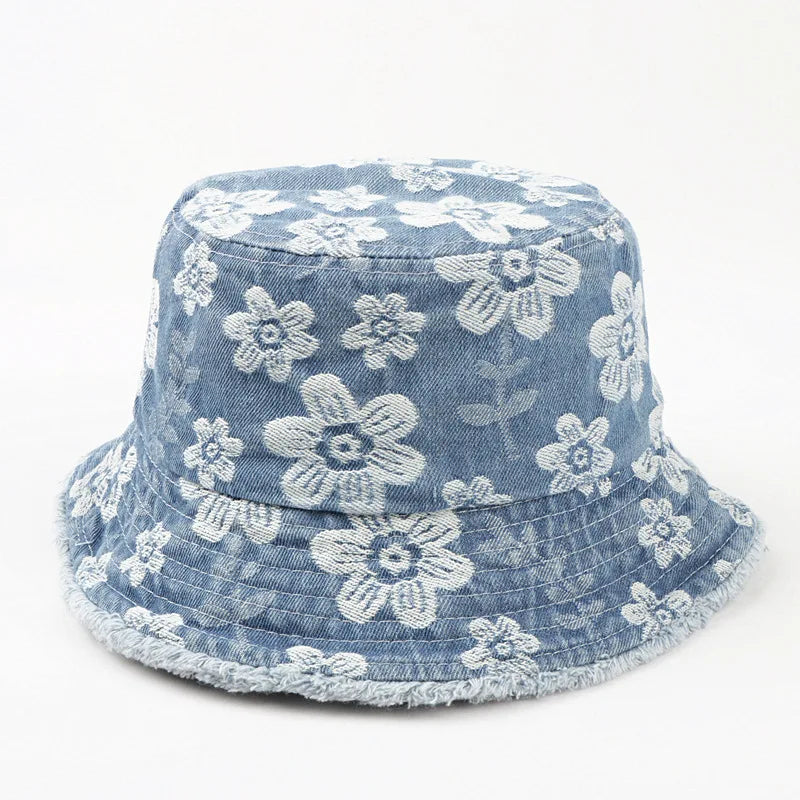 Denim Unisex Aesthetic Outdoor Travel Packable Fisherman Bucket Hat