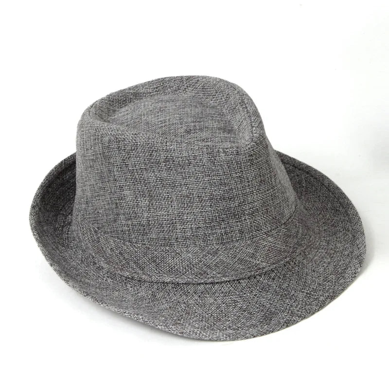 Men's Spring Summer Linen Jazz Fedora Classic Bowler Hat