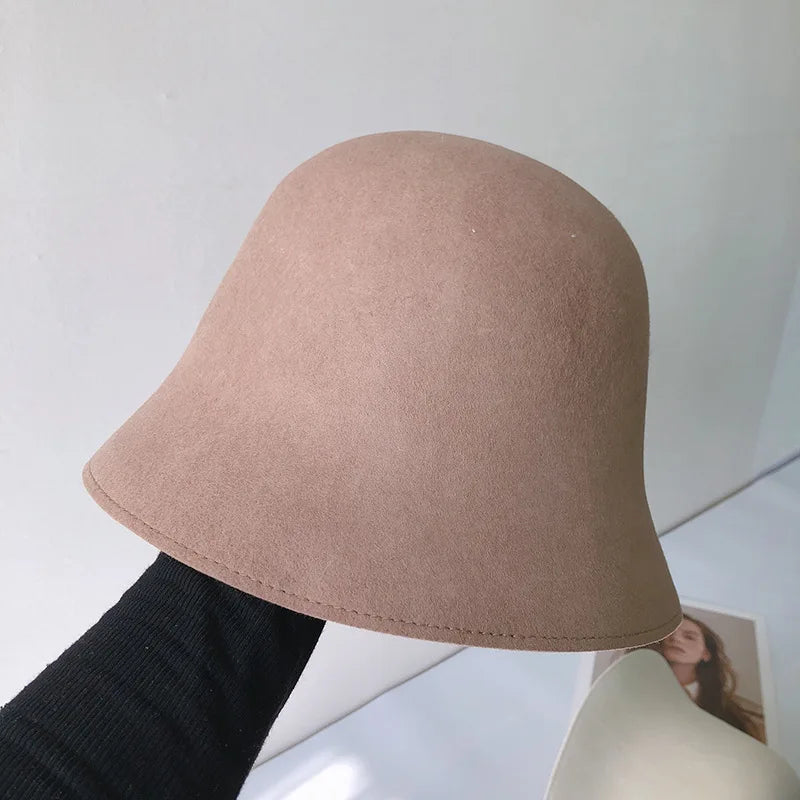 Women Pure Wool Winter Bucket Hat