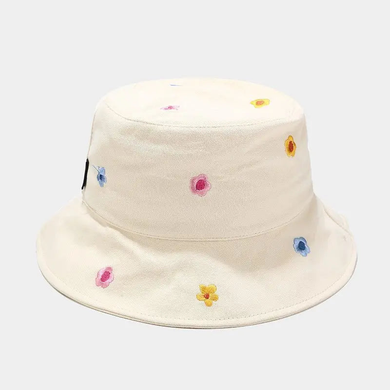 Cotton Flower Embroidered Unisex Bucket Hat