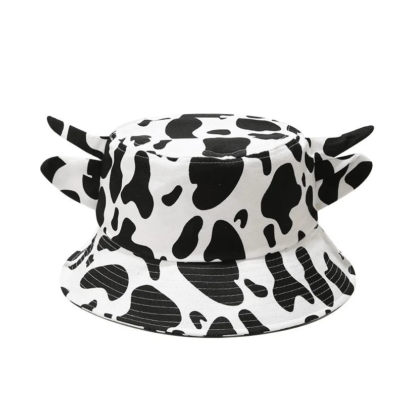 Cotton Cartoon Cow Print Outdoor Travel Bucket Hat