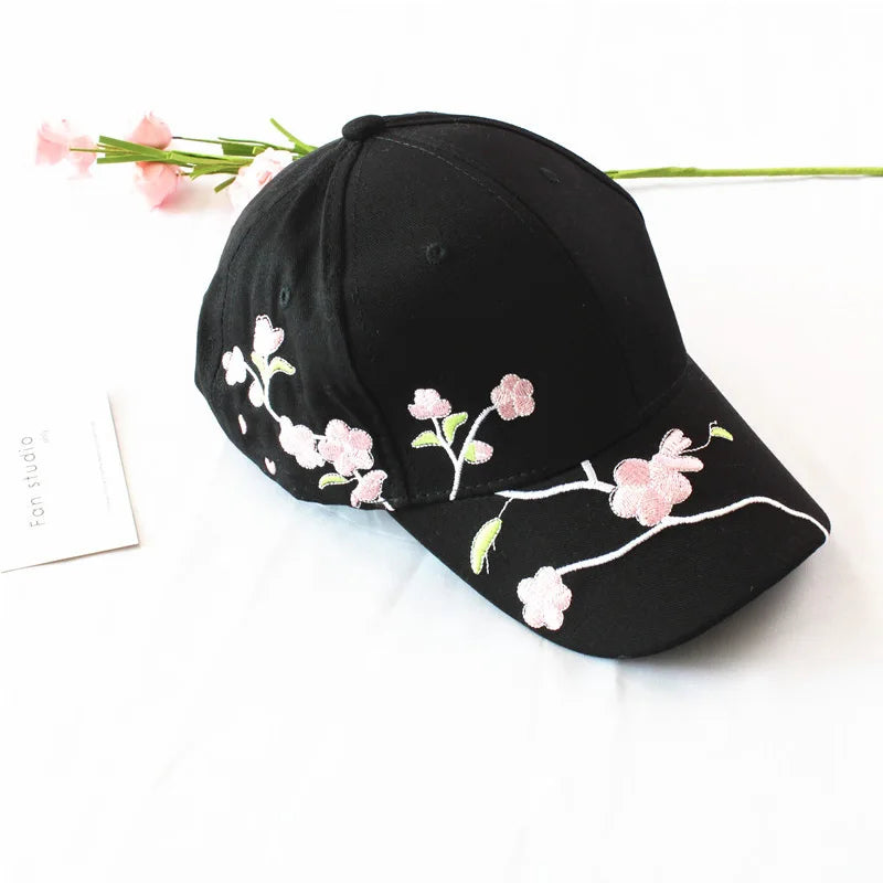 JK Korean Flower Embroidery Baseball Caps