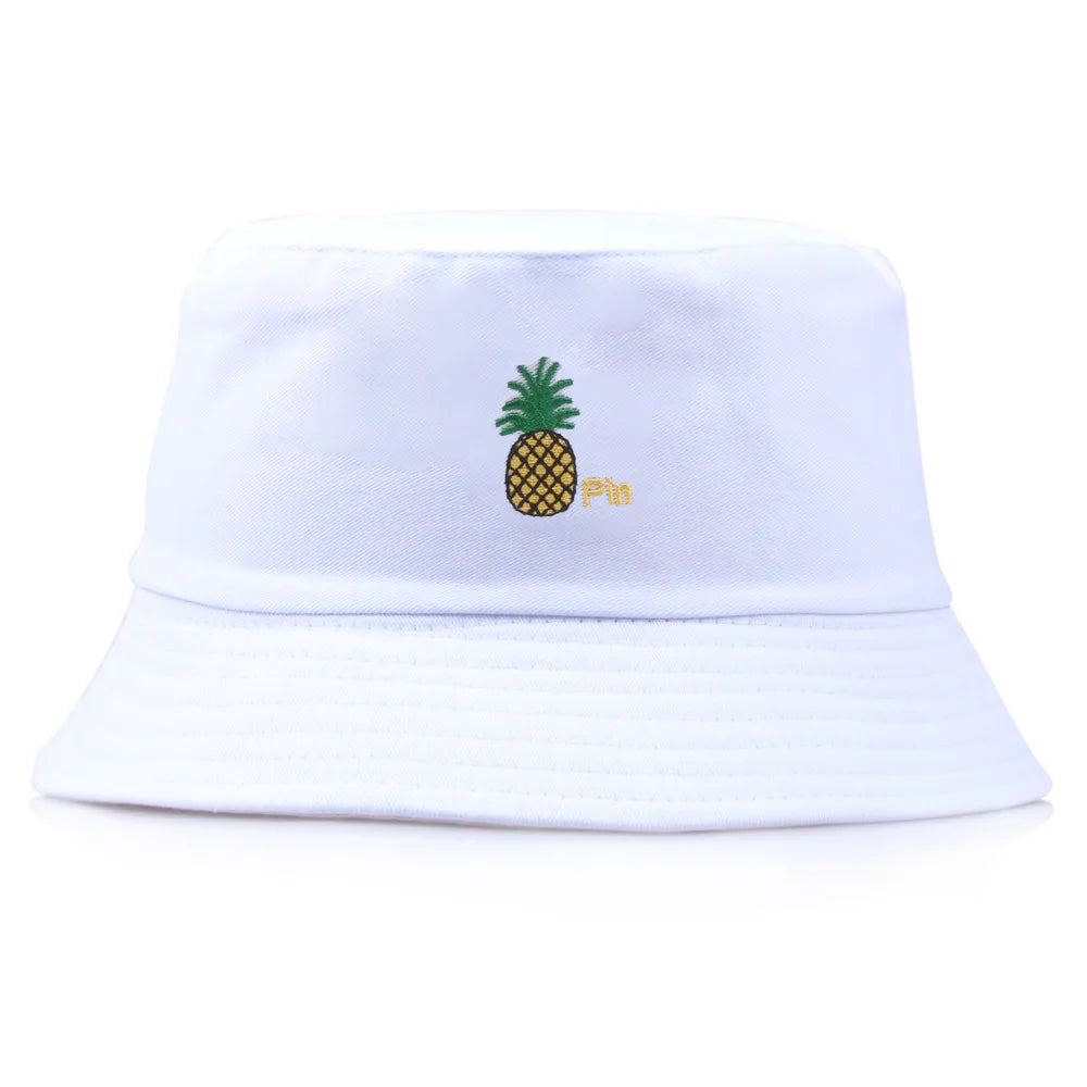 Pineapple Embroidered Hip Hop Summer Bucket Hat