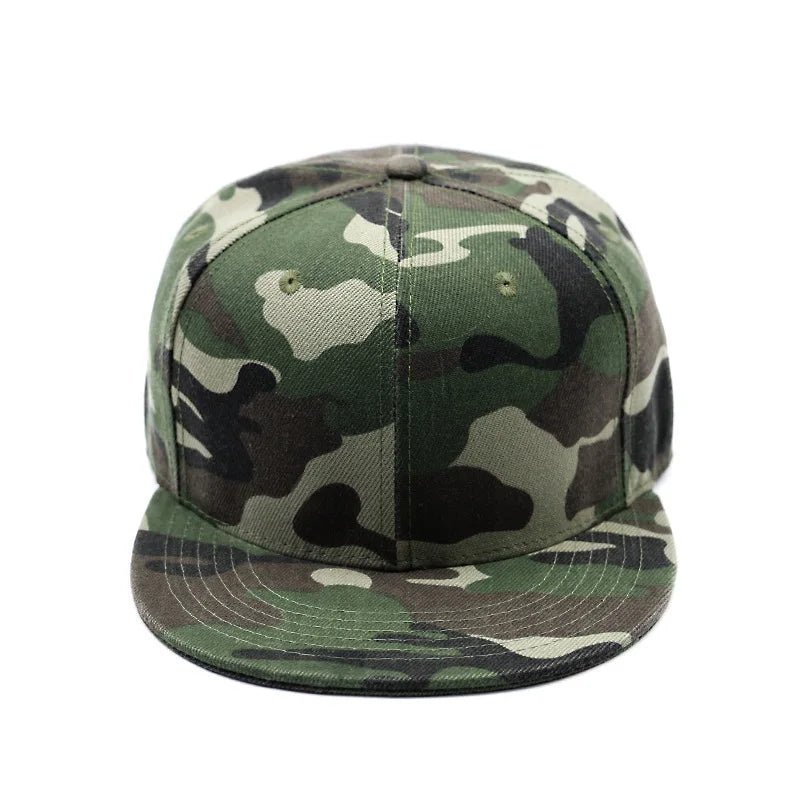 Camouflage Flat Brim Hip Hop Fitted Cap