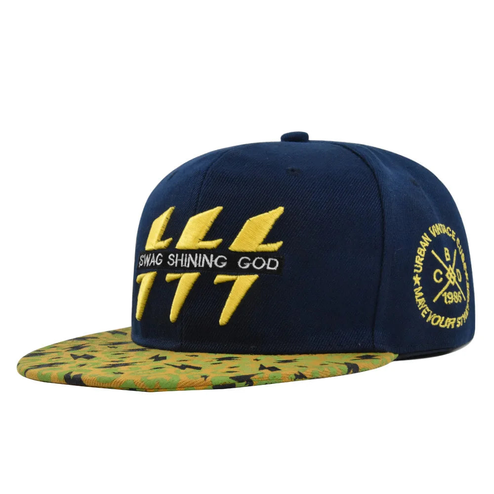 Lightning Embroidered Hip Hop Snapback Cap