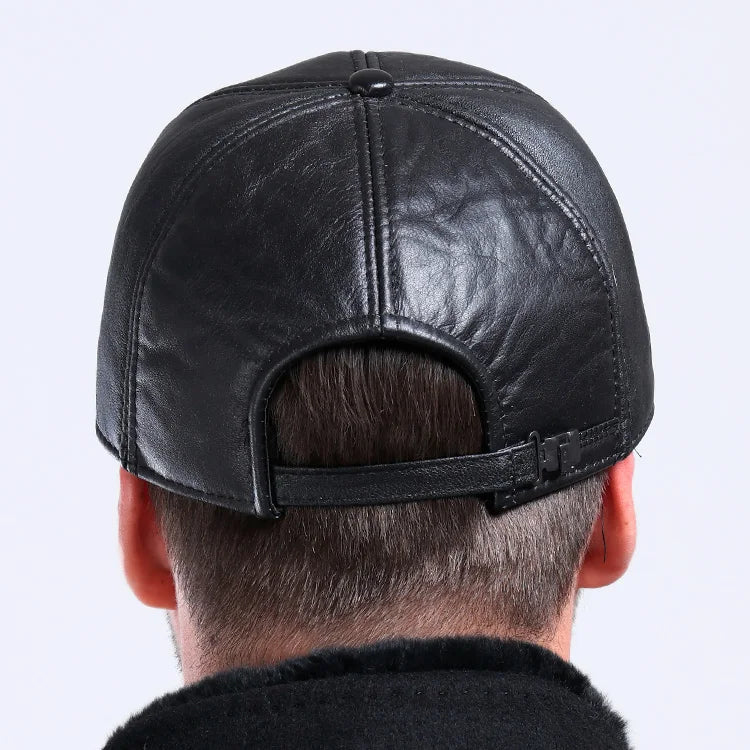 Sheepskin Leather Winter Baseball Cap