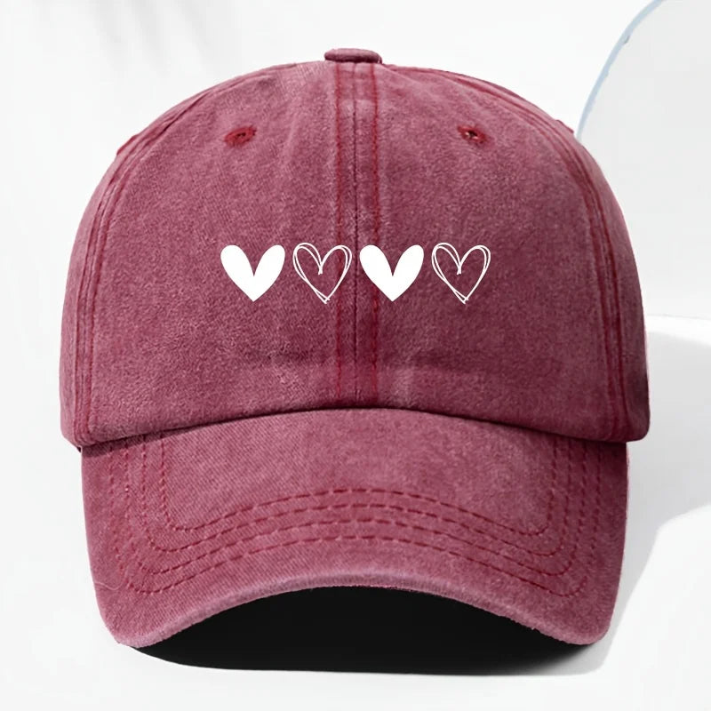 Retro Heart Pattern Trucker Baseball Cap