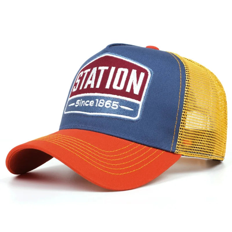 Unisex Baseball Cap Classic STATION Letter Pattern Mesh Cap