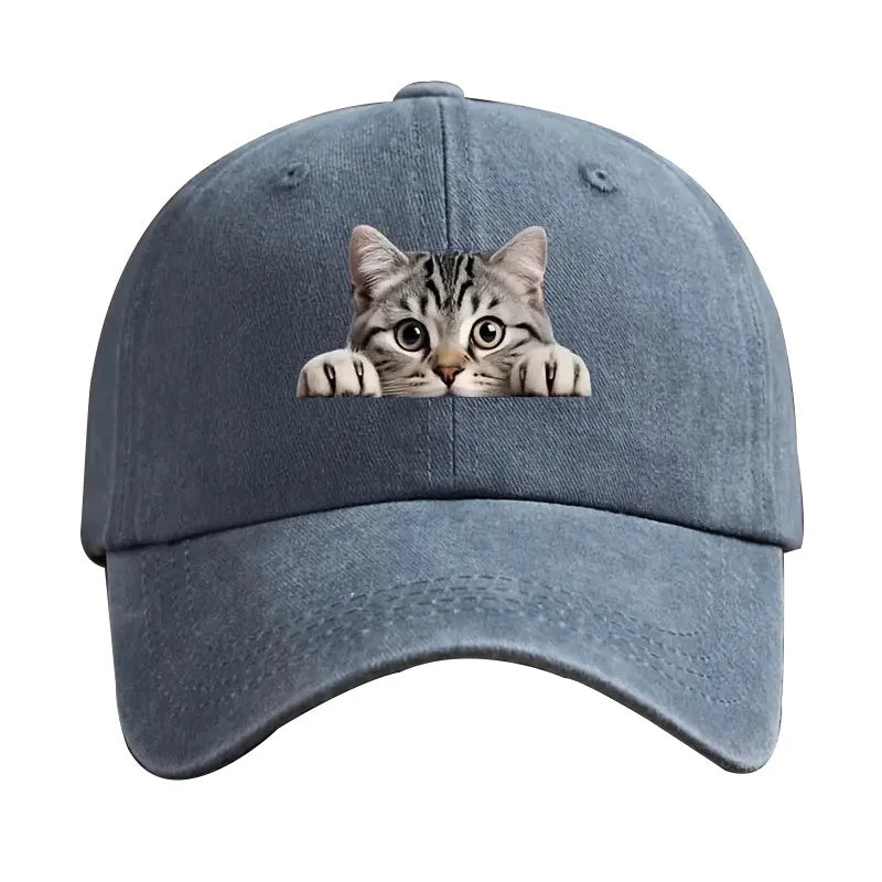Washed Cotton Denim 3D Print Baseball Cap