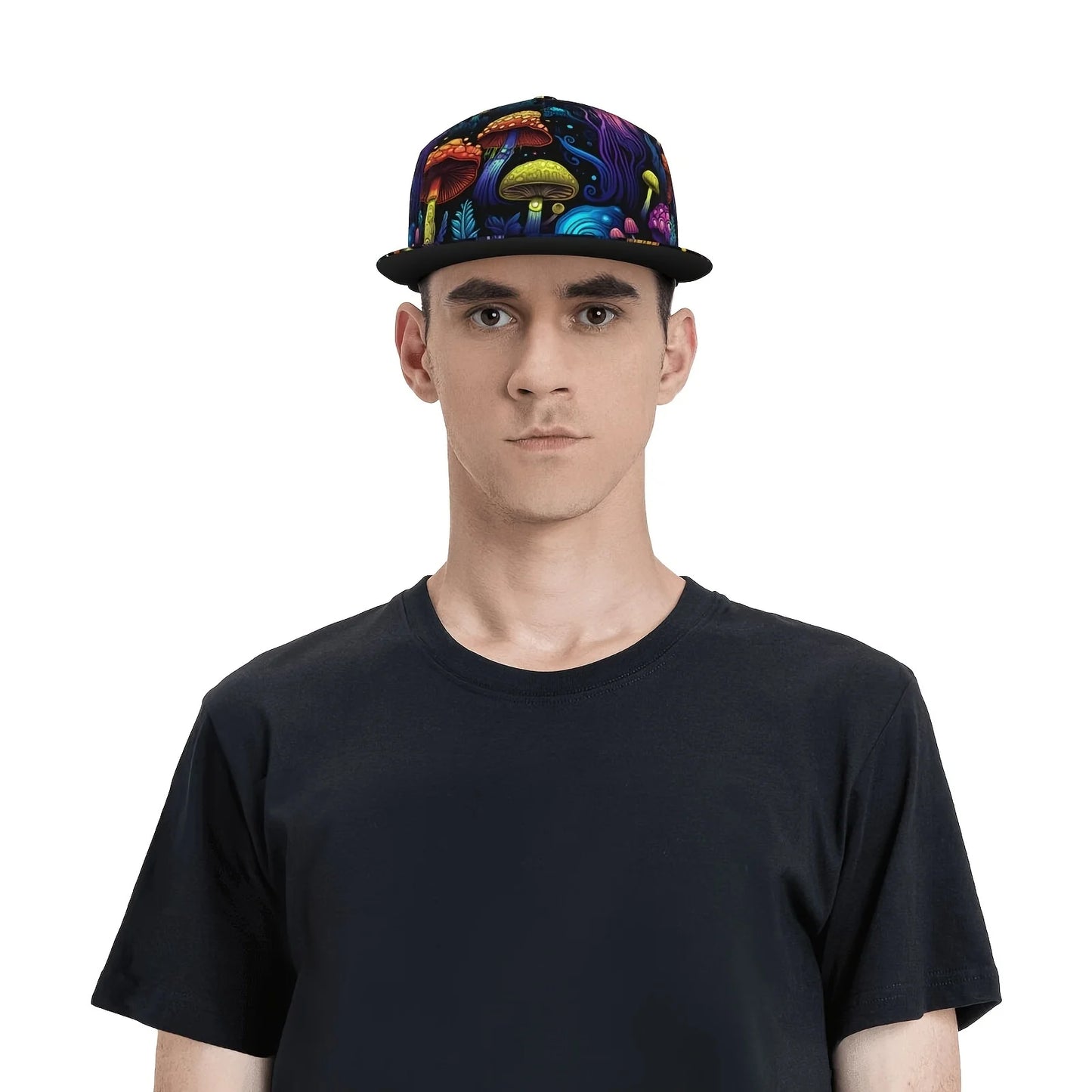 Fantasy Mushroom Print Flat Brim Baseball Cap