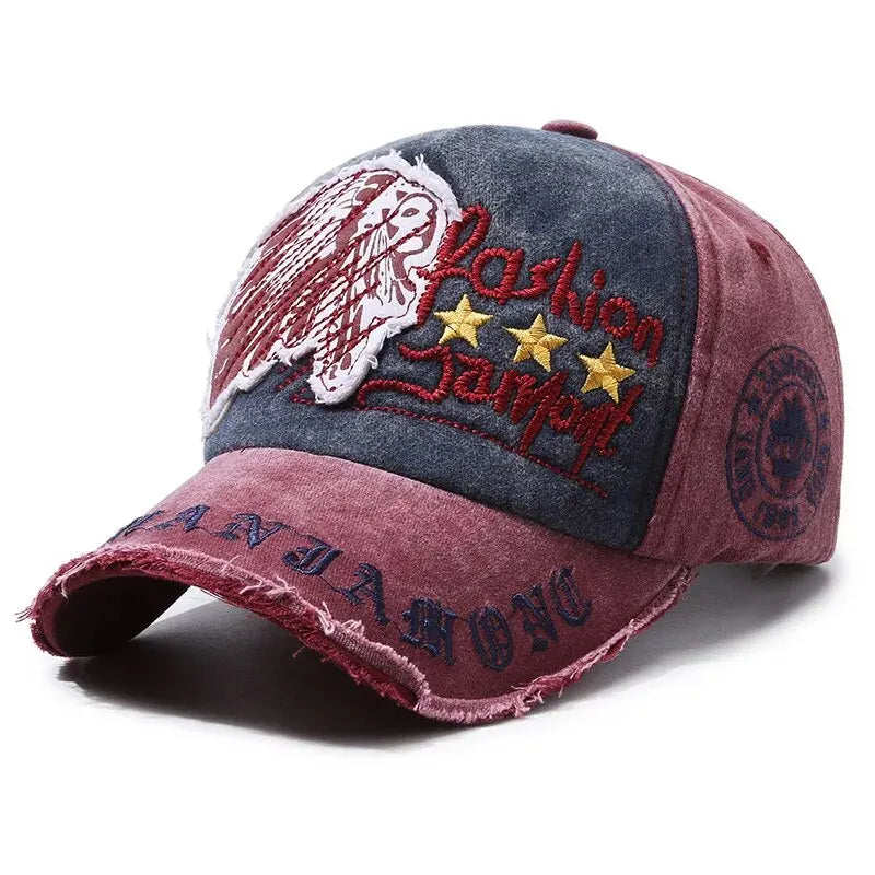Four Seasons Retro Distressed Letter Embroidered Baseball Cap