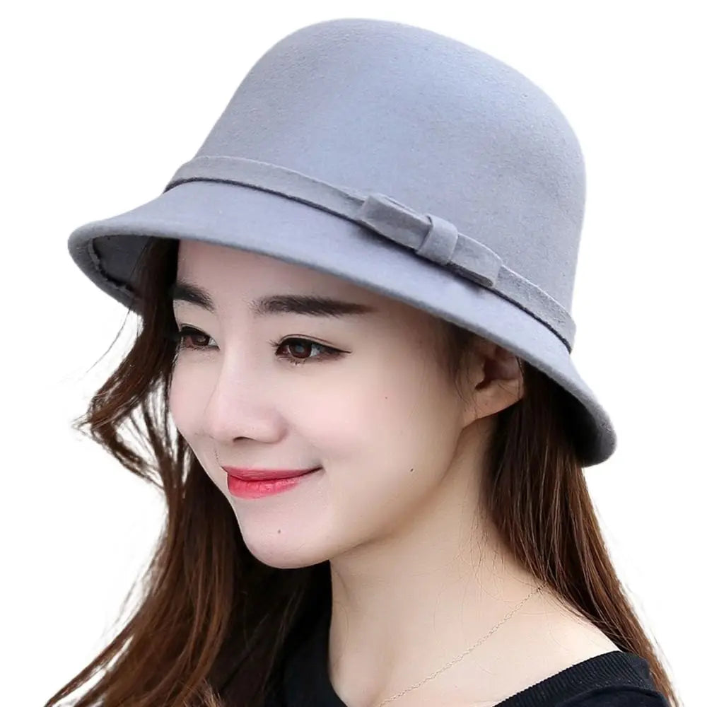 Elegant Wool Felt Cloche Bucket Hat