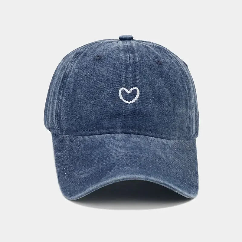 Washed Cotton Embroidered Love Retro Baseball Cap