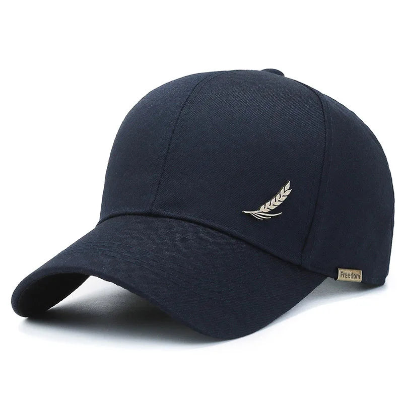 Breathable Wheat Ear Copper Label Baseball Cap