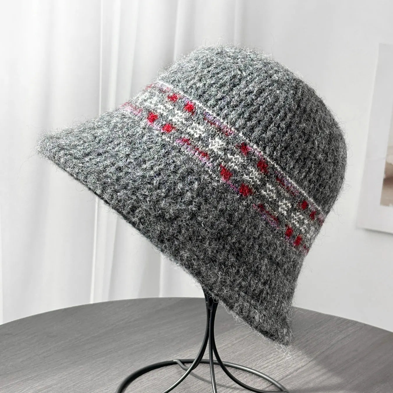 Vintage Fair Isle Wool Winter Bucket Hat