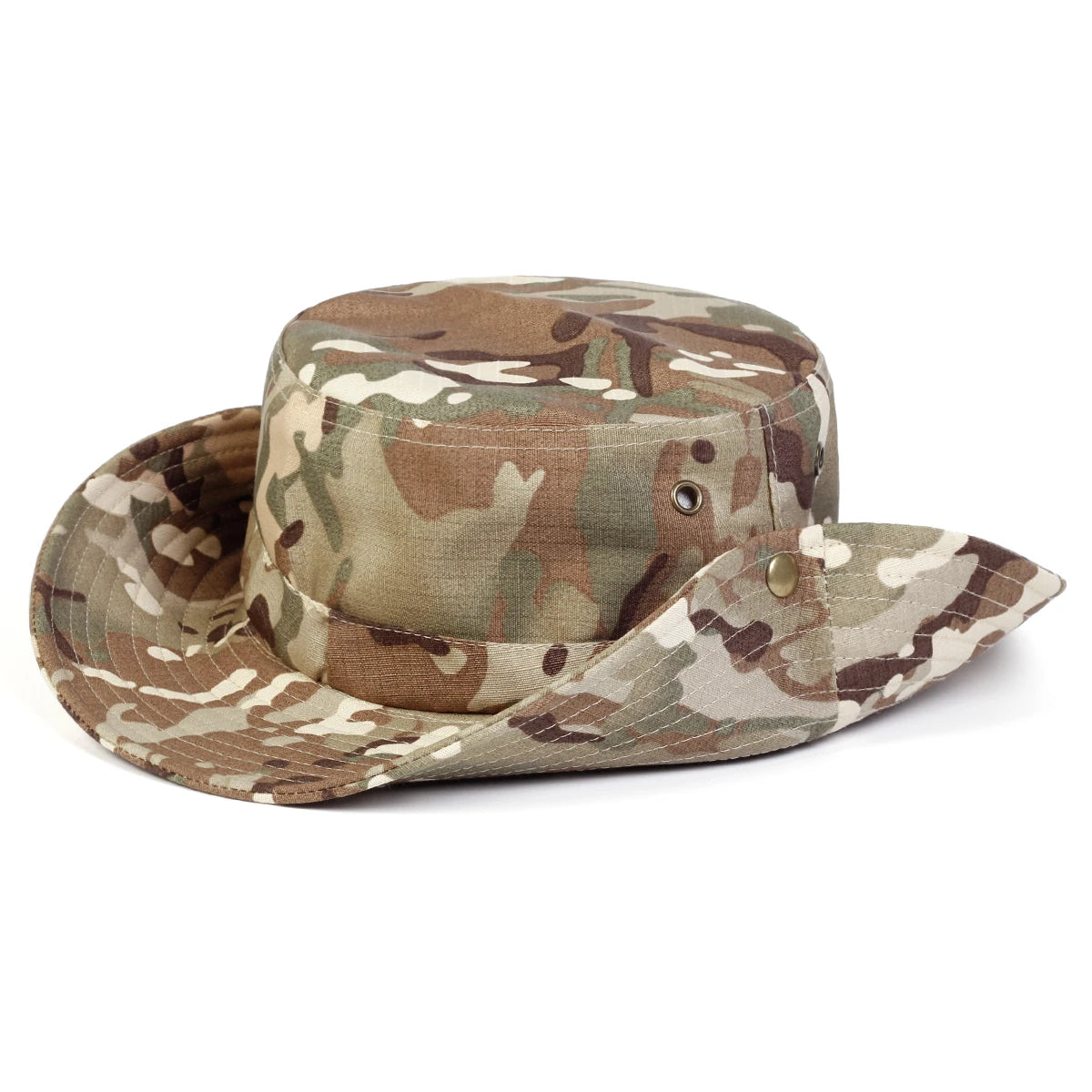 Men’s Plaid Camouflage Drawstring Wide Brim Bucket Hat