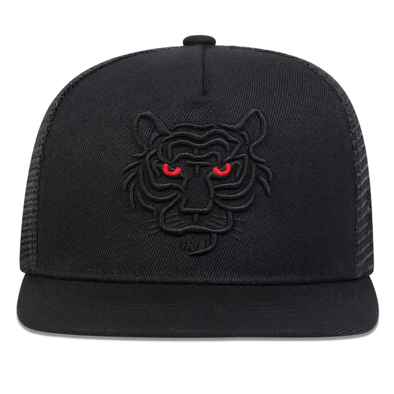 Unisex Tiger Embroidery Hip-hop Net Hats