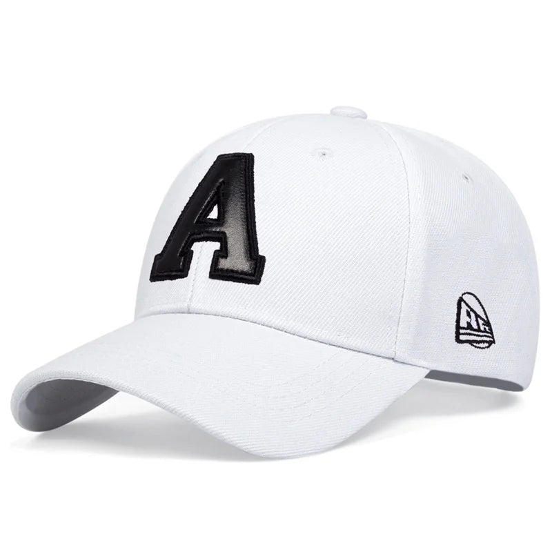 Unisex A Letter Leather Label Embroidery Snapback Baseball Caps