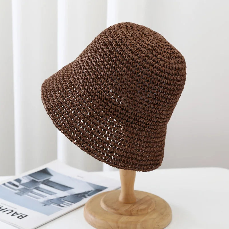 Handmade Crochet Straw Summer Bucket Hat