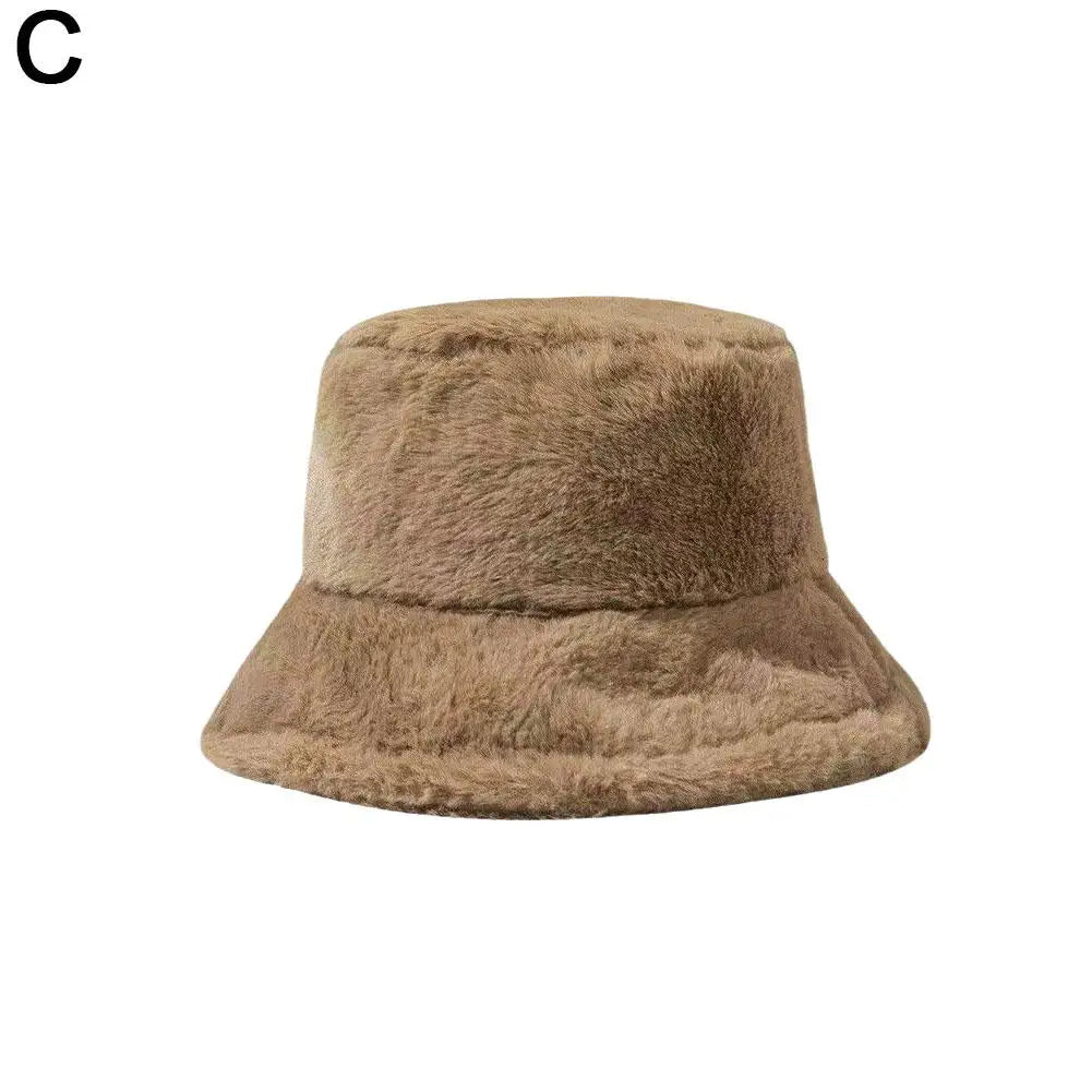 Plush Winter Wide Brim Bucket Hat