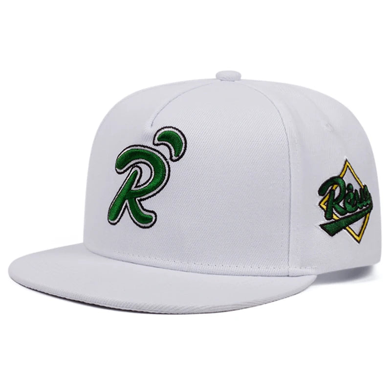 R Letter Embroidery Flat Brim Hip Hop Cap