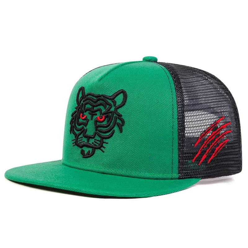 Unisex Tiger Embroidery Hip-hop Net Hats