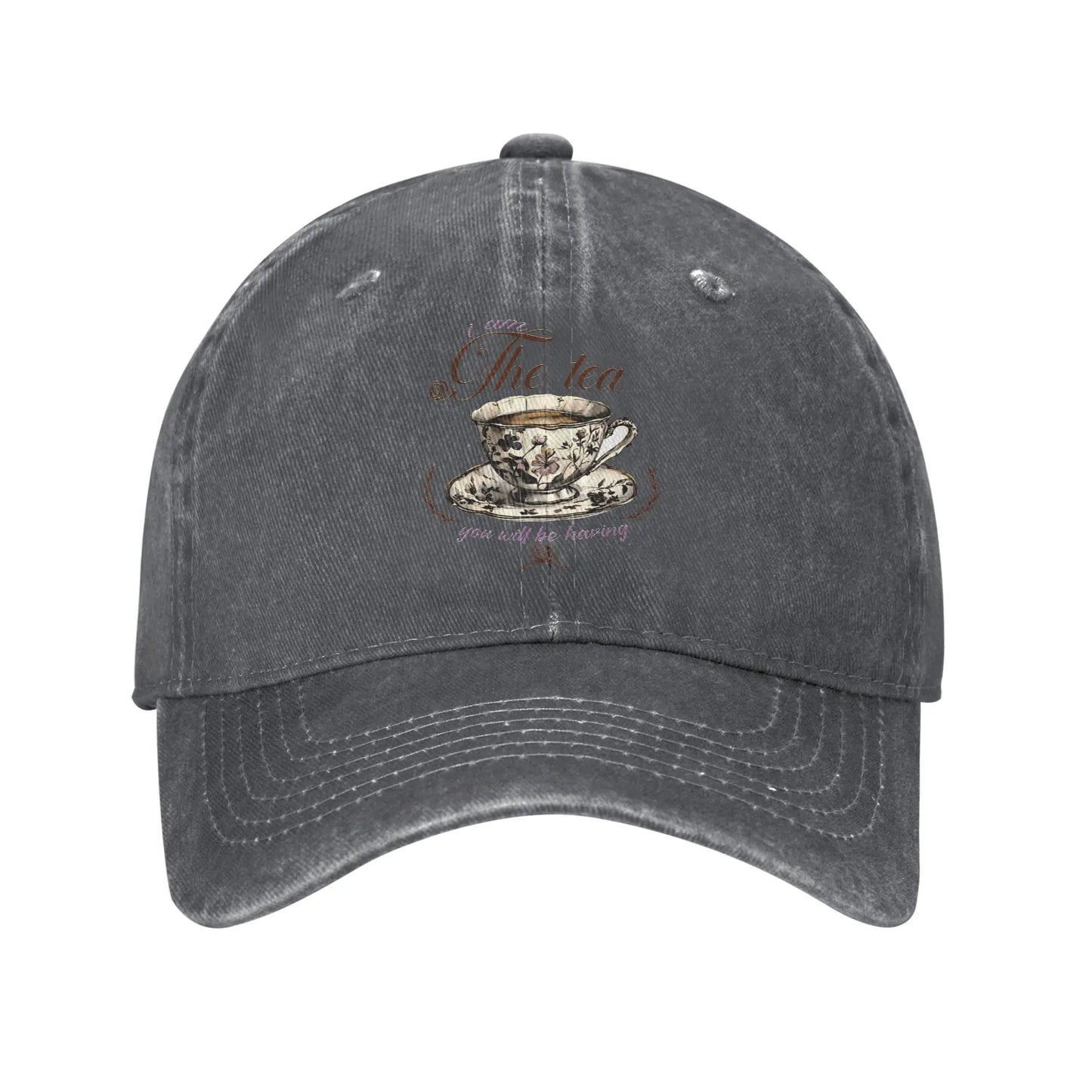 Washed "I Am The Tea" Fashion Baseball Cap