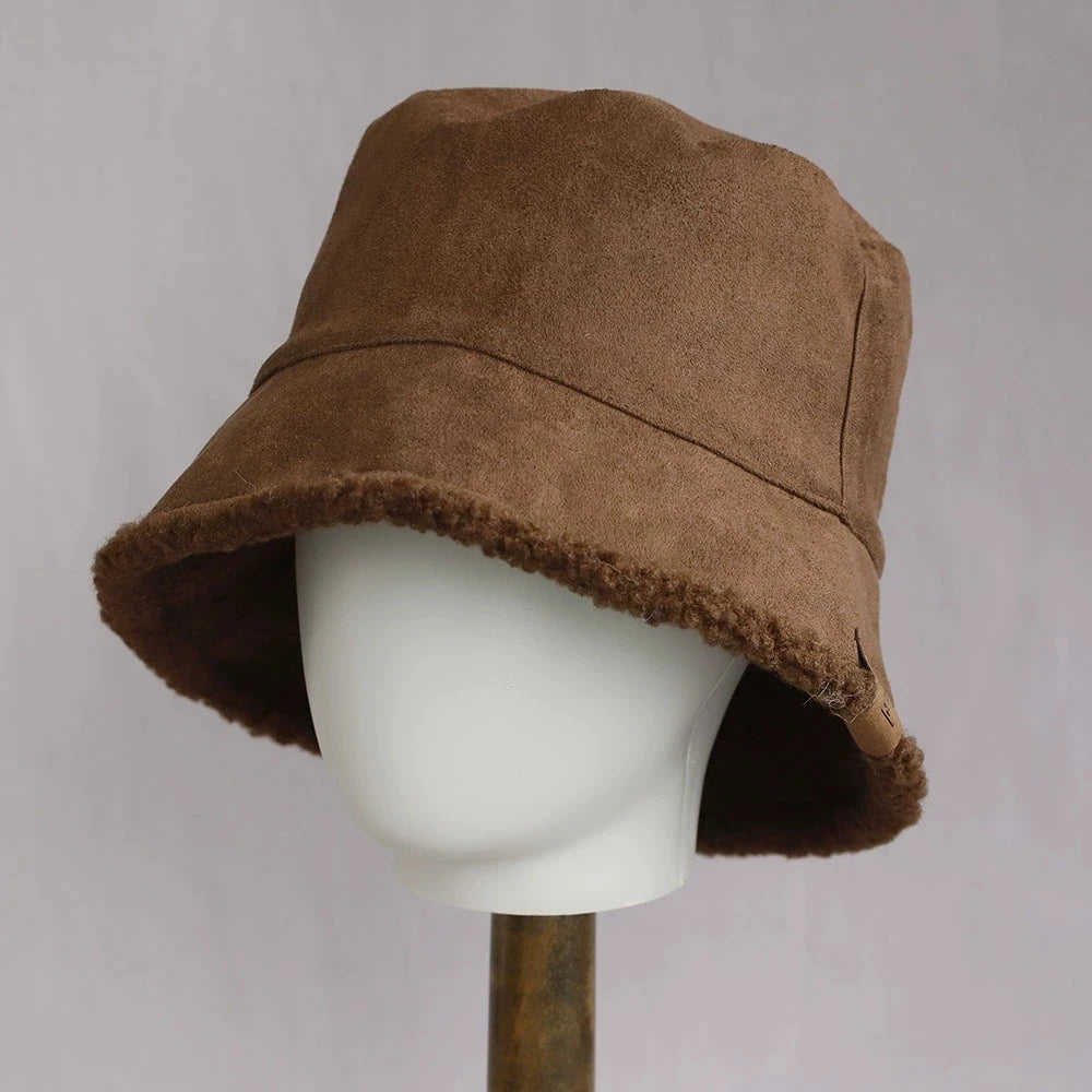 Women’s Reversible Lamb Wool Winter Bucket Hat