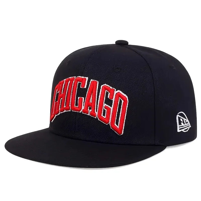 Chicago Letter Embroidered Cotton Snapback Cap