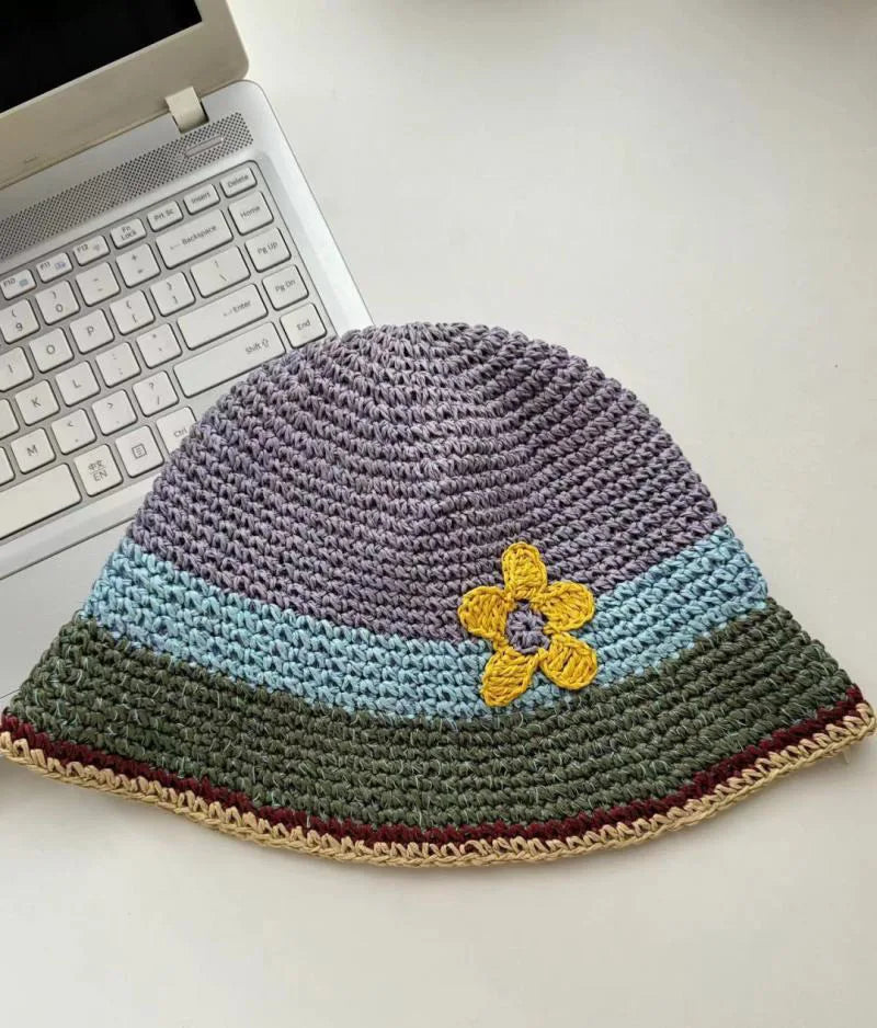 Women Hollow Flower Crochet Spring Summer Bucket Hat