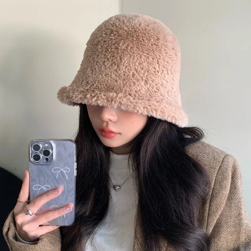 Women's Plush Fur Bucket Hat