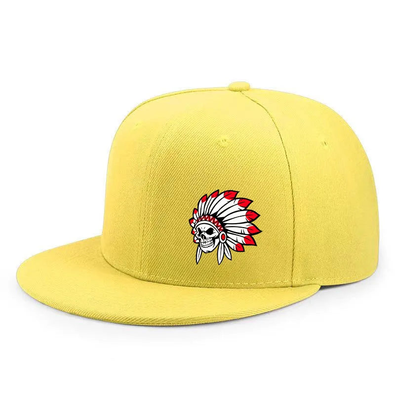Native American Skull Headdress Outdoor Snapback Cap
