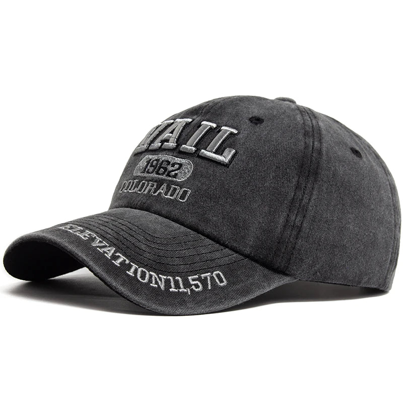 VAIL Letter Embroidered Cotton Soft Top Baseball Cap