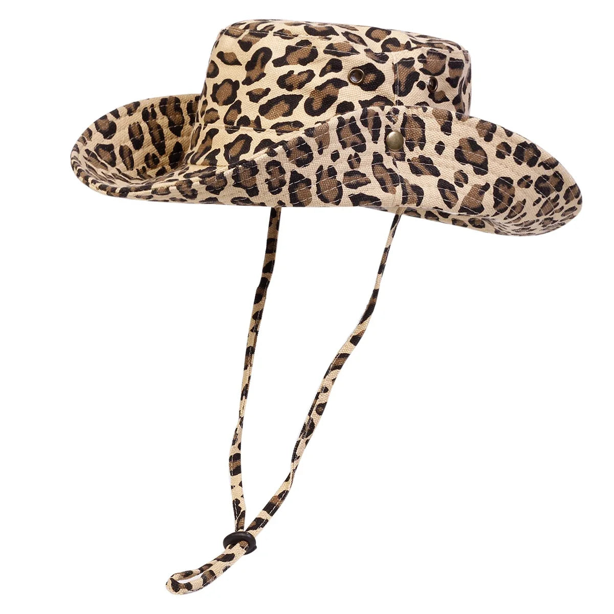 Leopard Print Wide Brim Bucket Hat Men