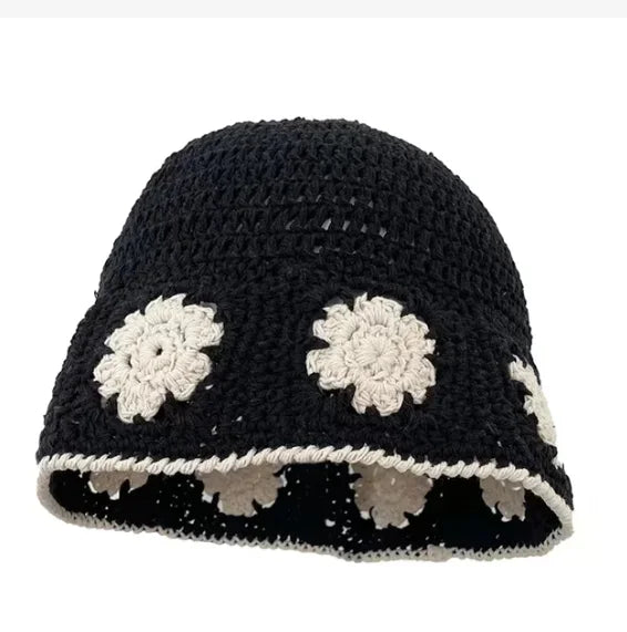 Knitted Floral Crochet Fisherman Travel Bucket Hat