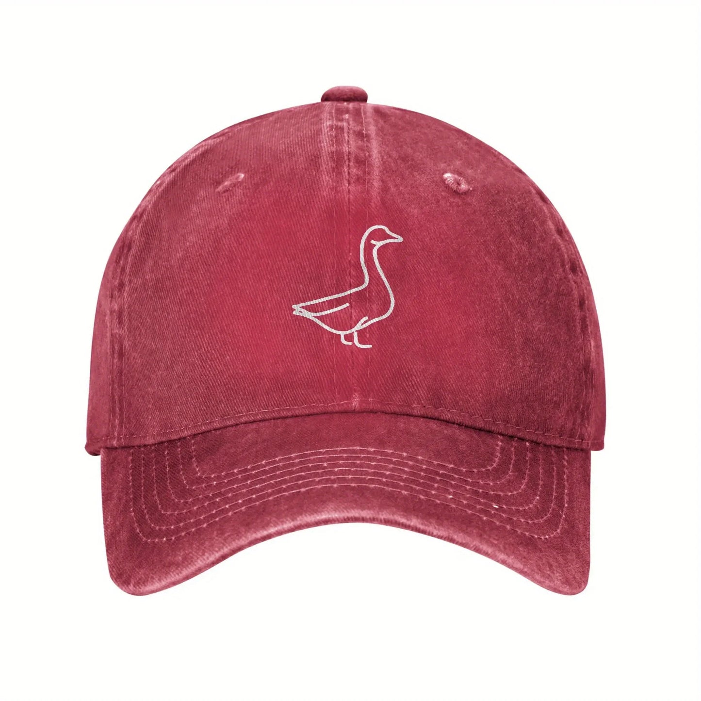 Goose Line Art Distressed Washed Baseball Cap