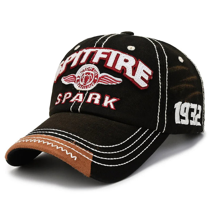 Embroidered Letter SPARK 1932 Washed Cotton Baseball Cap