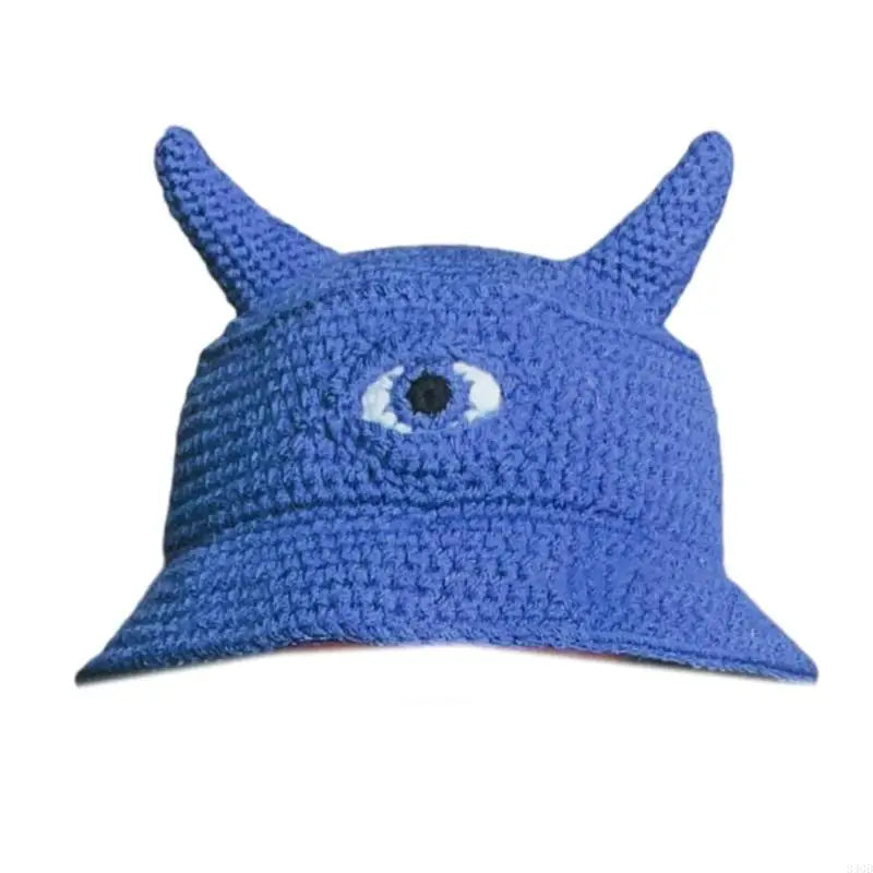 Unisex Devil Horn Knit Halloween Bucket Hat