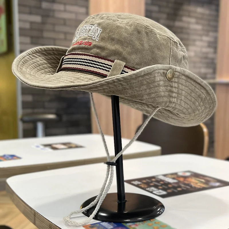 Men's Washed Cotton Wide Brim Bucket Hat