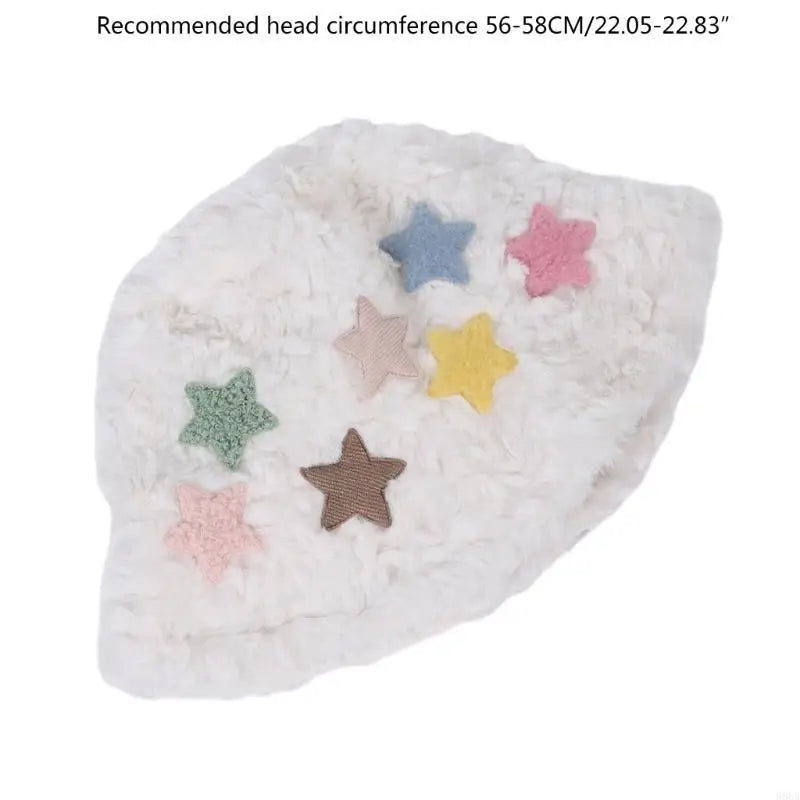 Womens Winter Star Warm Plush Bucket Hat