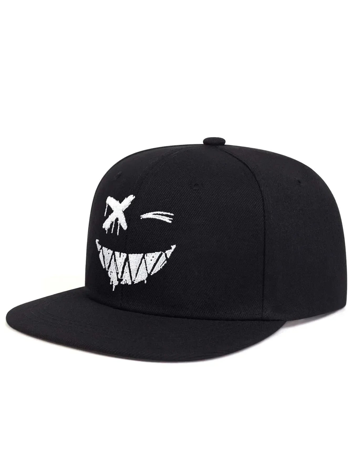 Grin Embroidery UV Protection Cotton Snapback Cap