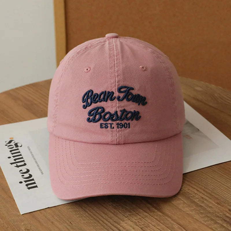 Vintage Korean Letter Duck Tongue Baseball Cap