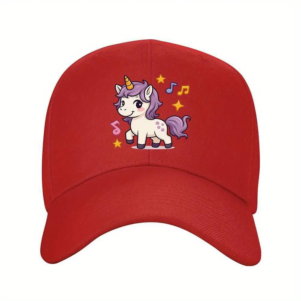 Cute Unicorn Music Print Adjustable Baseball Cap