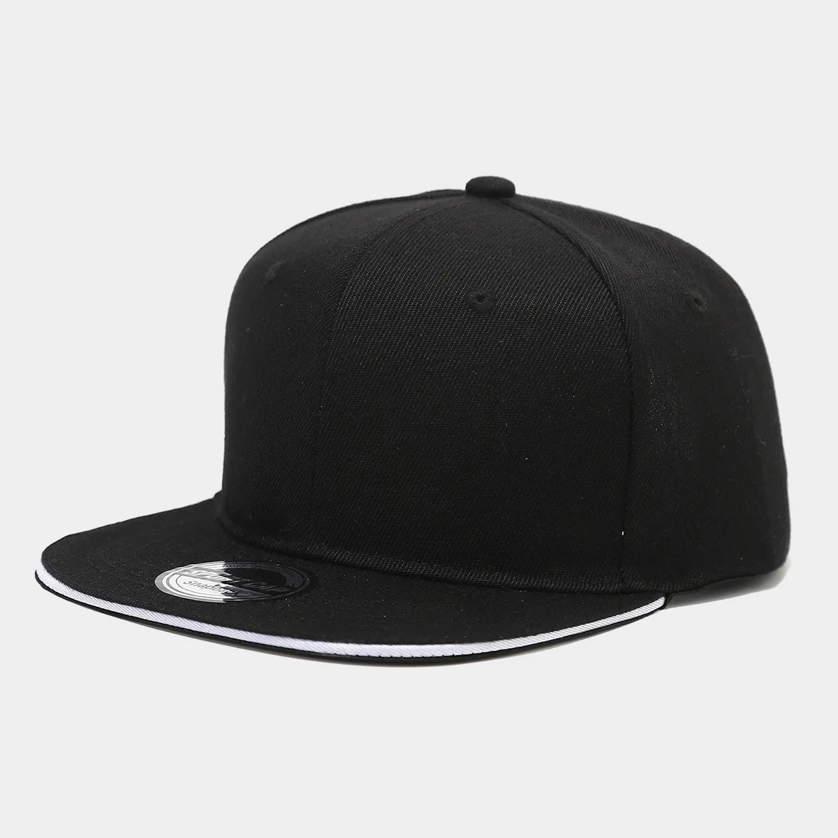 Solid Black Flat Brim Hip Hop Cap
