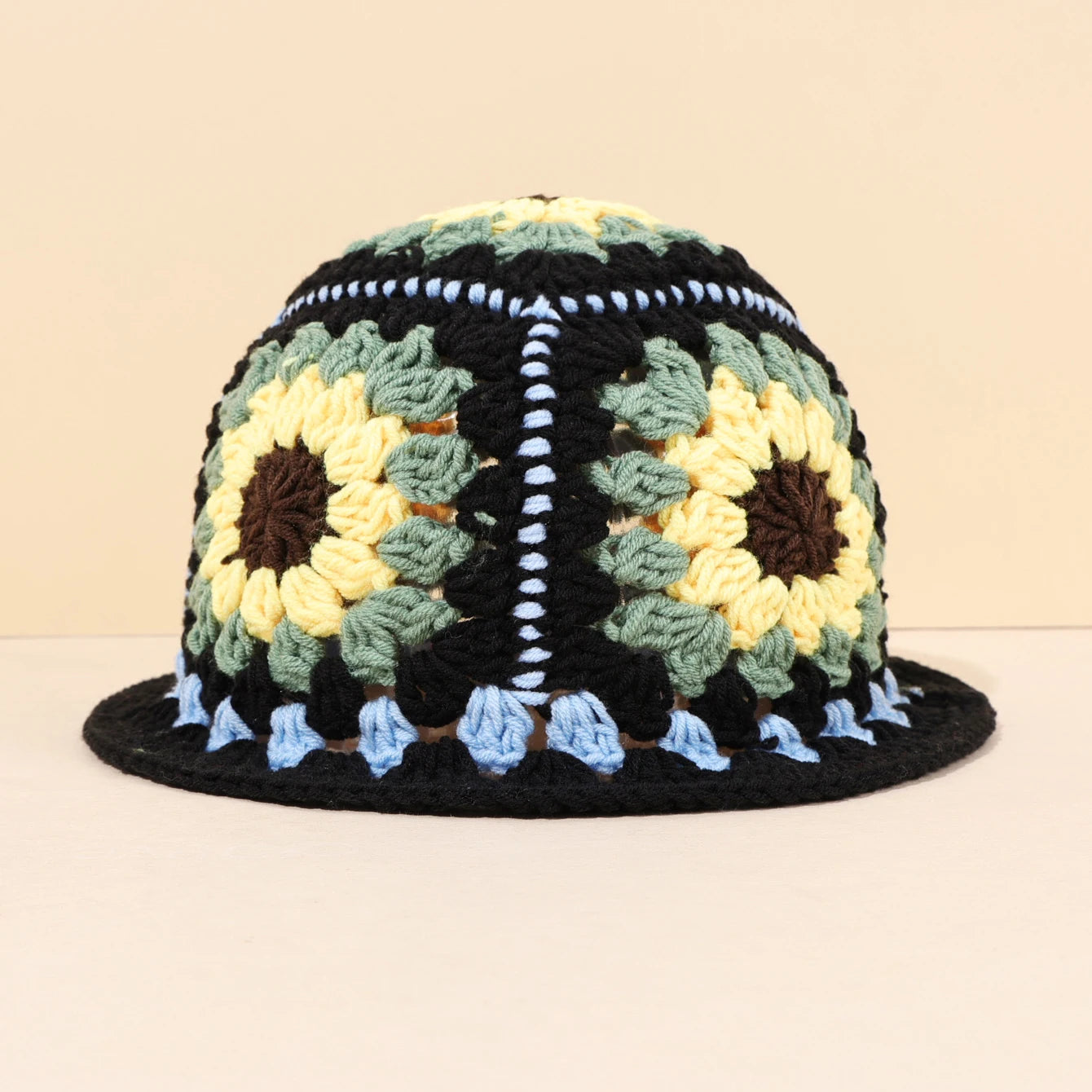 Handmade Sunflower Bamboo Knitted Bucket Hat