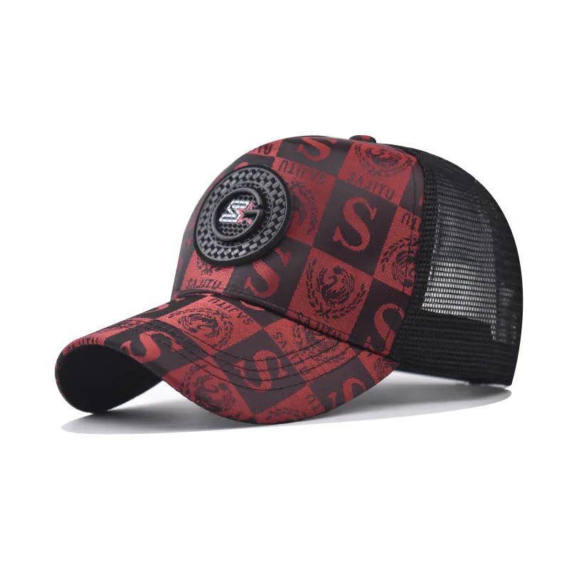 Plaid Mesh Trucker Snapback Baseball Cap