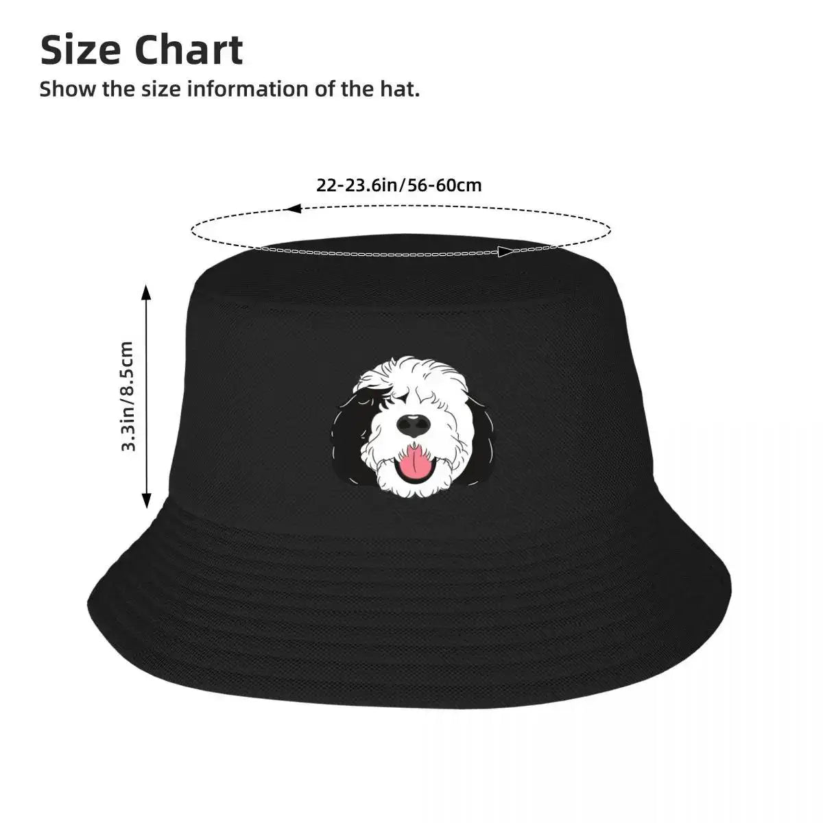Love Black White Sheepadoodle Baby Blue Bucket Hat