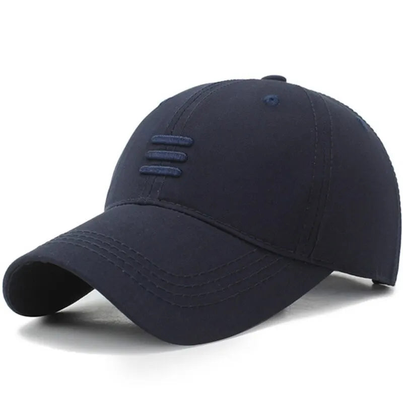 Three Horizontal Lines Embroidery Baseball Caps