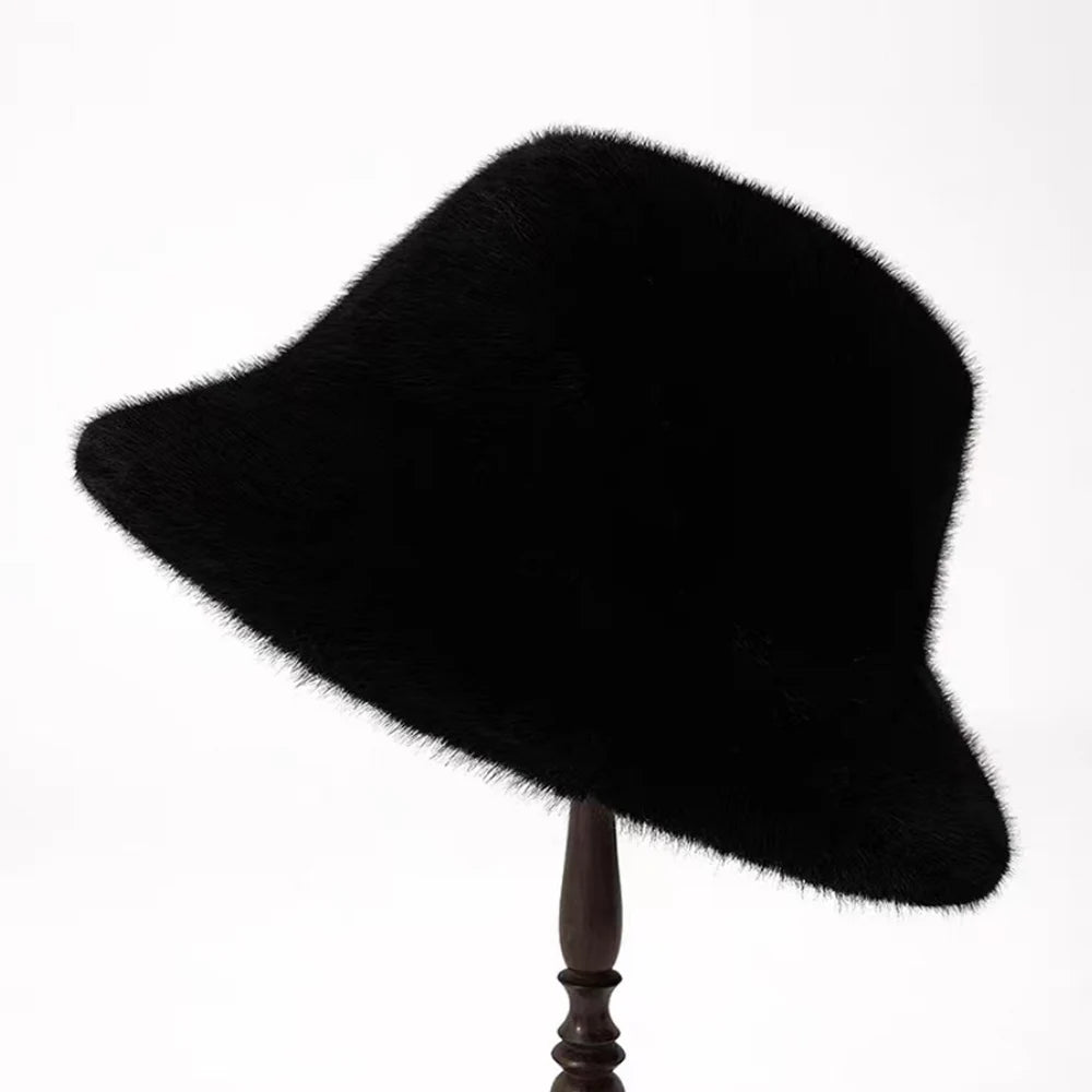 Y2K Faux Fur Fluffy Bucket Hat