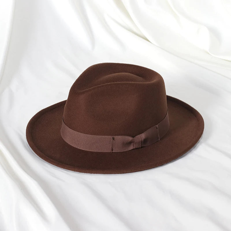 Elegant Bow Tie Wool Jazz Bucket Hat